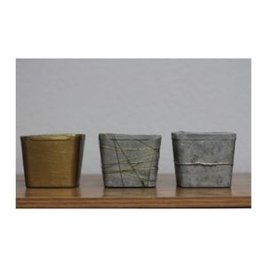 Art Deco Cement planters Wired and Gold for indoor
